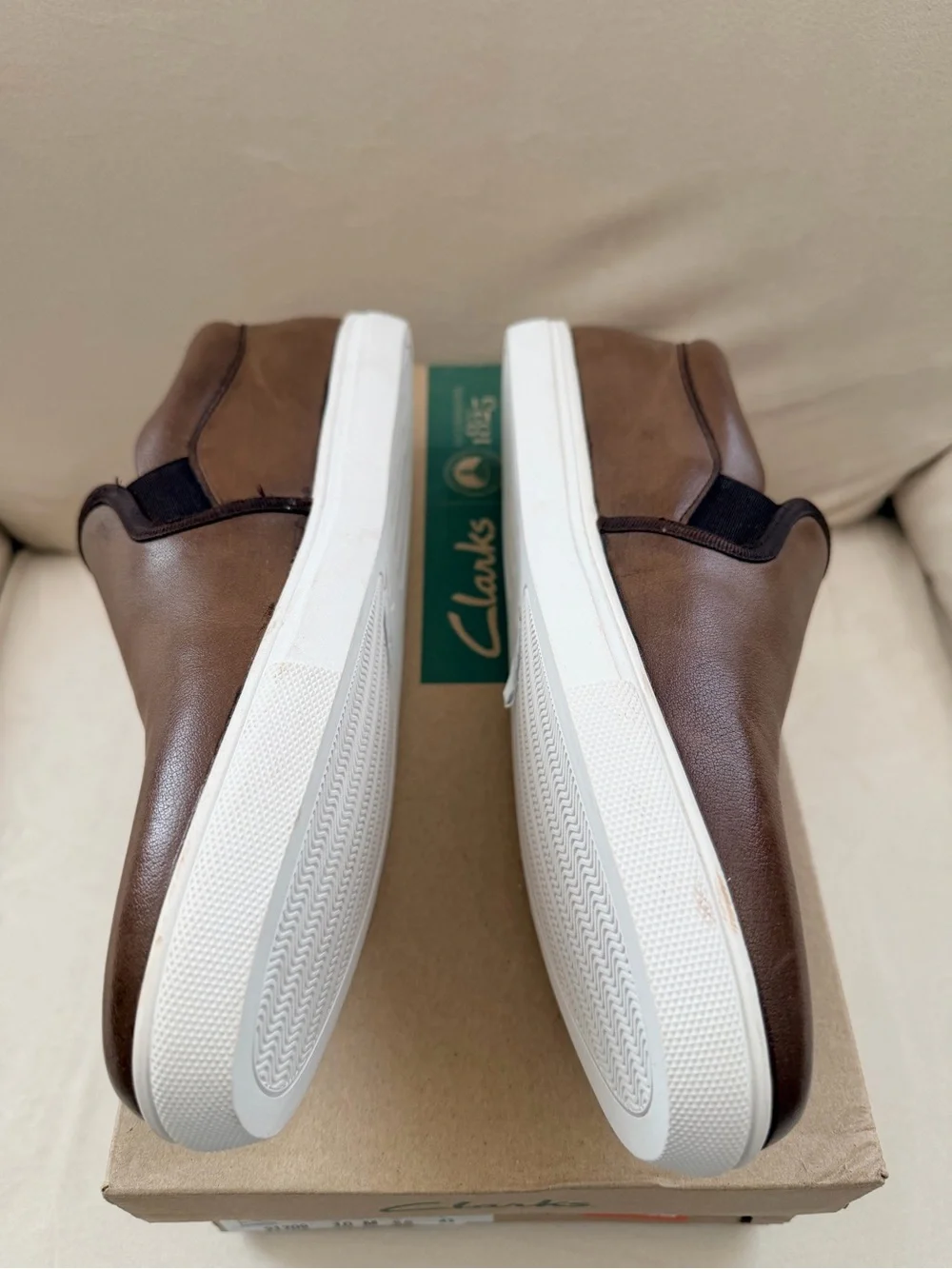 Clarks Men’s Brown Leather Slip-On Sneakers